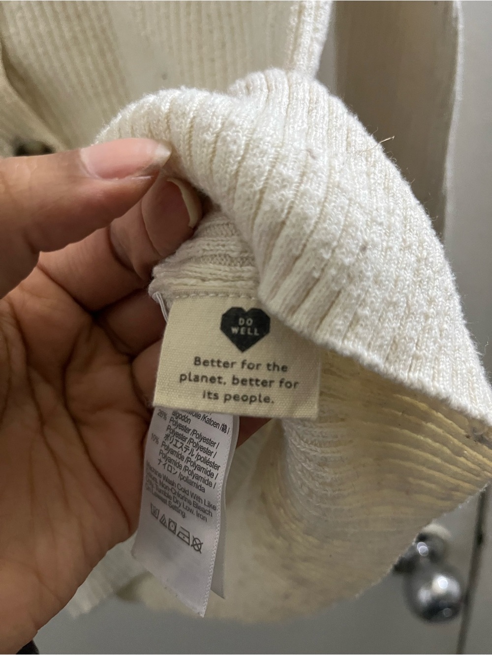 Madewell Ivory Ribbed Scoop-Neck Button Cardigan - Picture 5 of 6